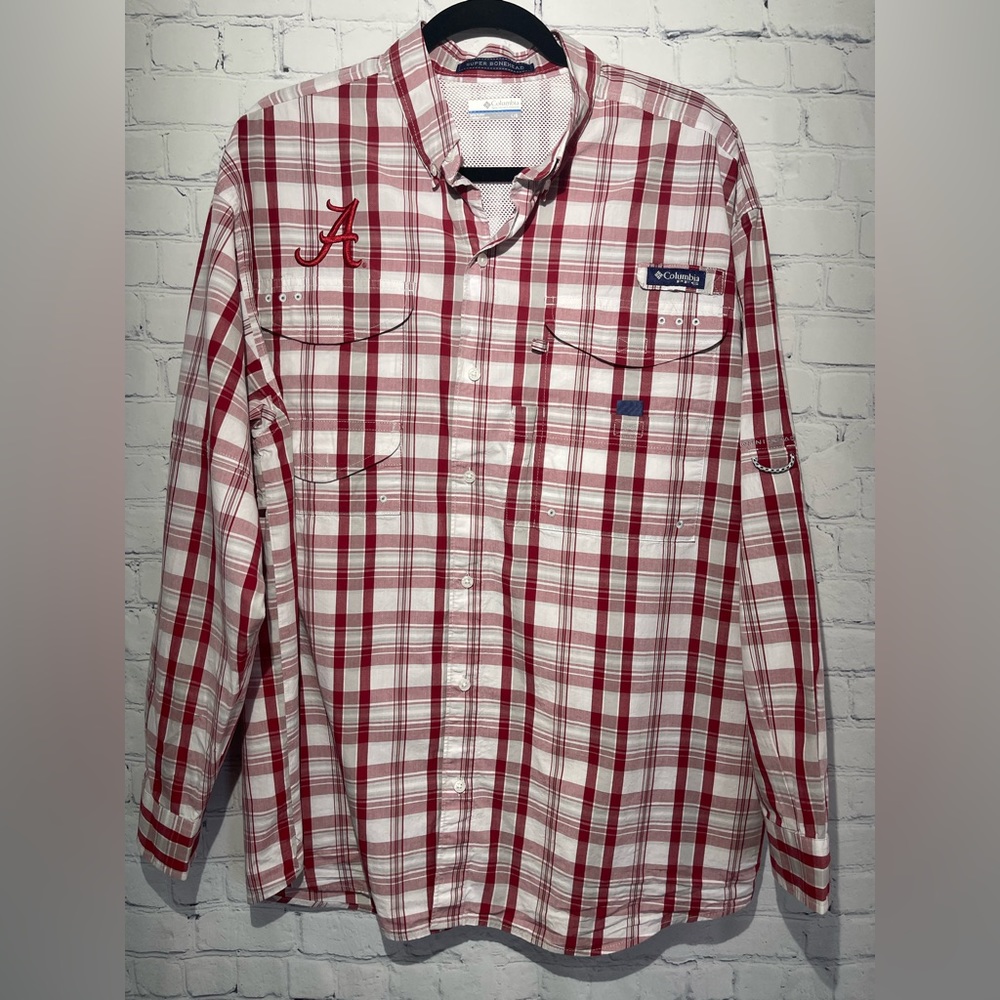 Columbia PFG Omni-Shade super bonehead size large crimson, white & gray